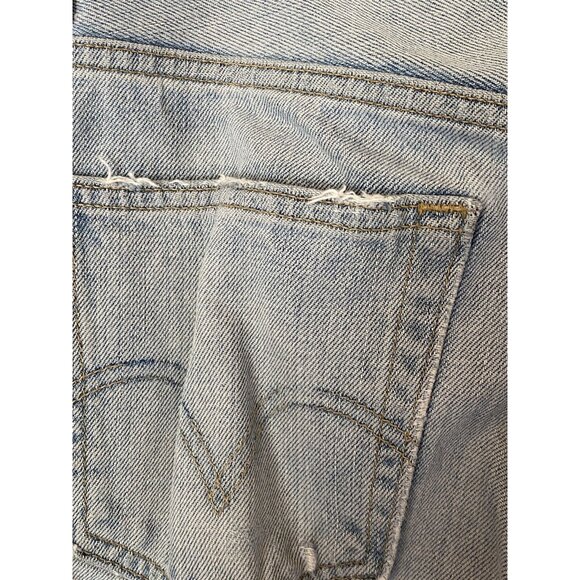 Levi's 505 Jeans 34x31 Men's Regular Fit Straight Leg Light Wash Red Tab Fraying - Picture 6 of 12